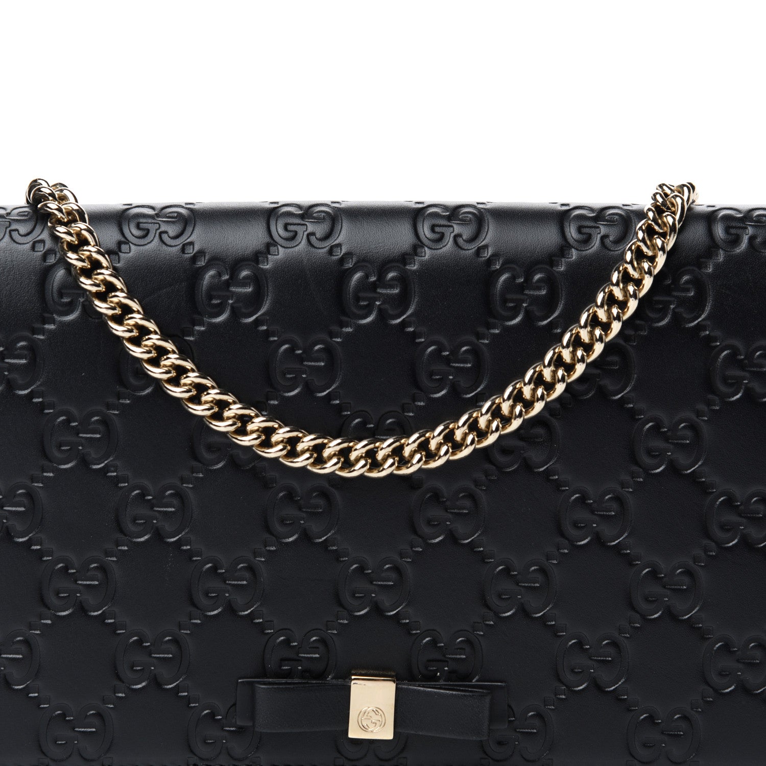 Gucci Guccissima Signature Bowy Chain Wallet Black 10 of 10