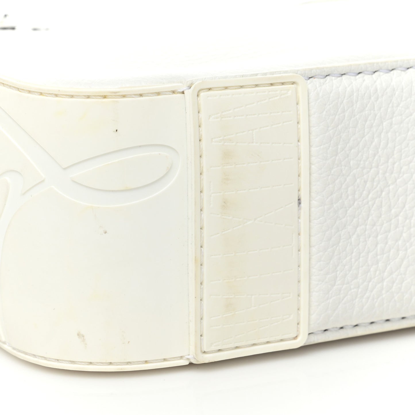 Grained Calfskin Rubber Ruisbuddy Messenger Bag White