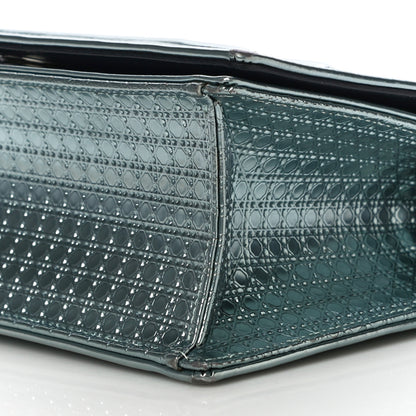 Christian Dior Metallic Patent Micro-Cannage Small Diorama Flap Bag Azur 9 of 17