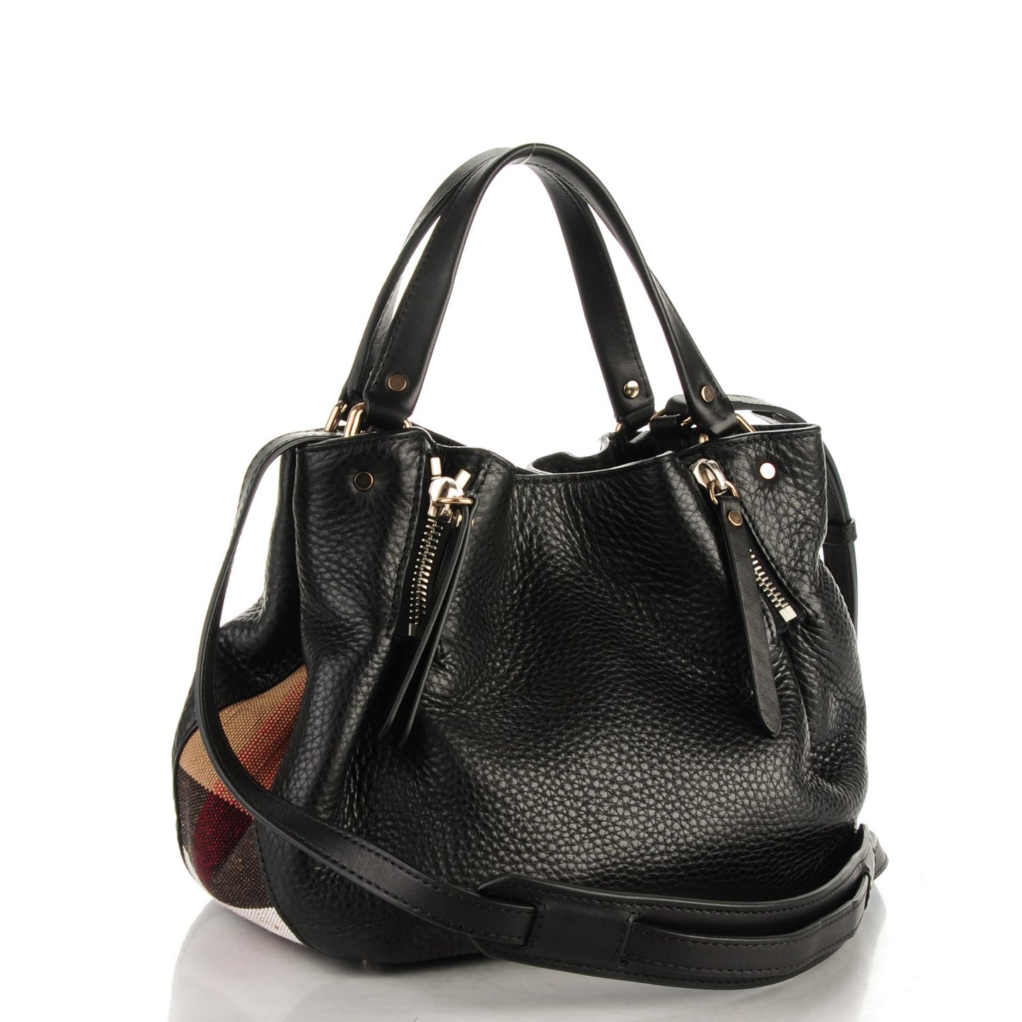 Grainy Calfskin House Check Small Maidstone Black