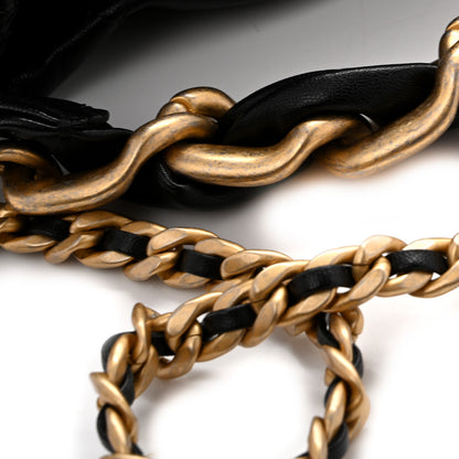 Chanel Shiny Lambskin Quilted Chain Is More Drawstring Bag Black 12 of 12
