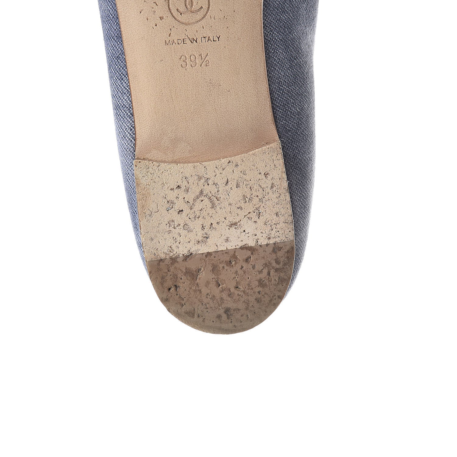 Chanel Satin Denim Goatskin CC Cap Toe Ballerina Flats 39.5 Blue 14 of 15