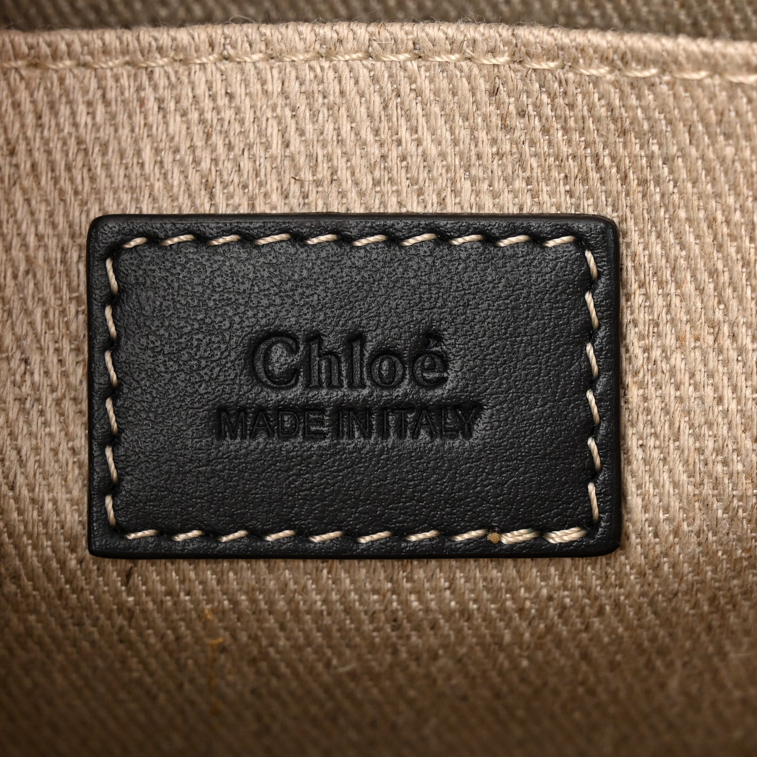 Chloe Linen Calfskin Small Woody Ribbon Tote White Black 6 of 10