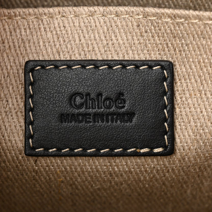 Chloe Linen Calfskin Small Woody Ribbon Tote White Black 6 of 10