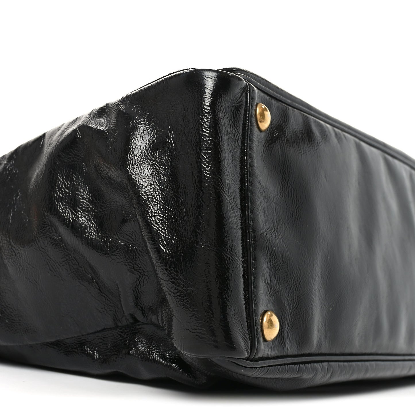 Textured Patent Y-Mail Tote Black