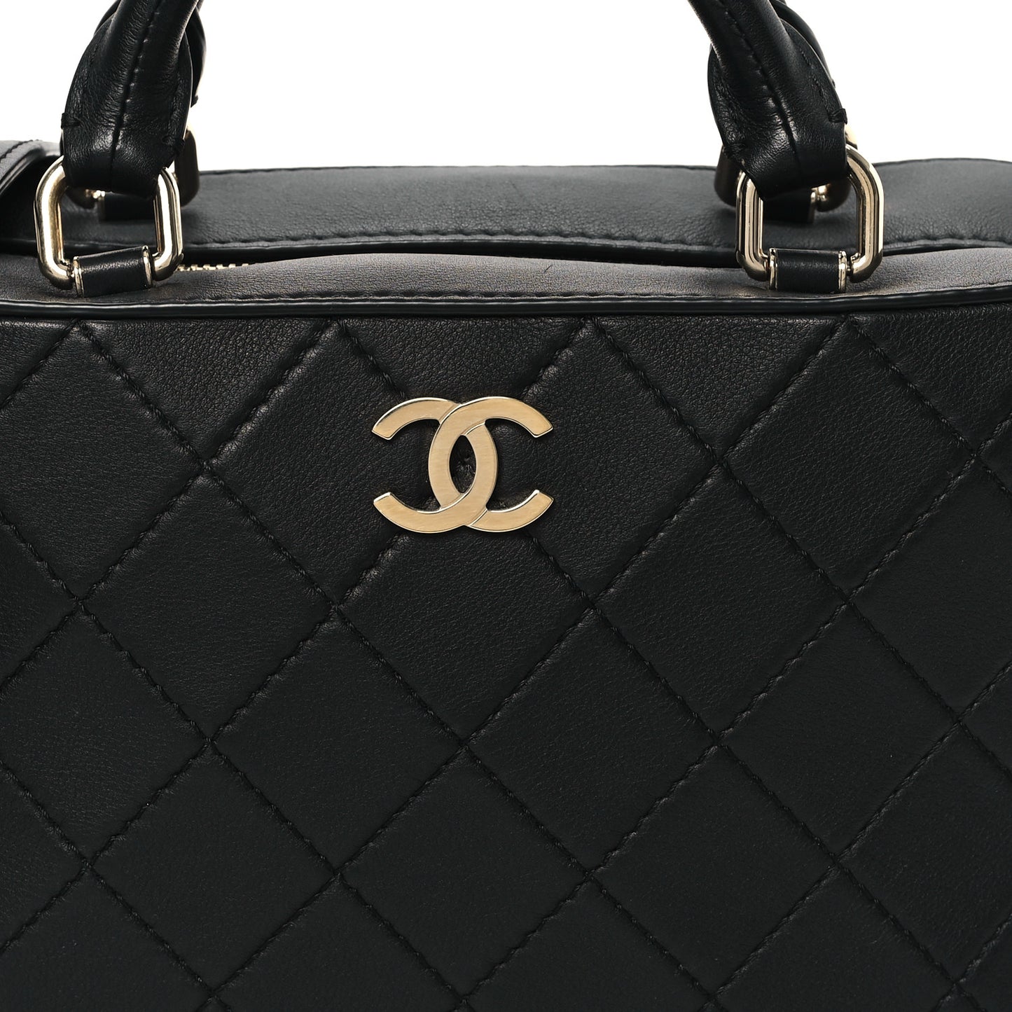 Calfskin Quilted Travel Kit Vanity Case Black