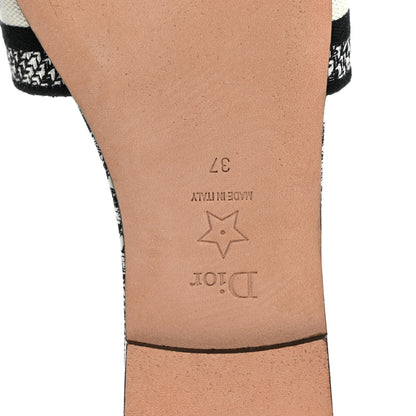 Christian Dior Canvas Embroidered Paris Dway Mules Slide Sandals 37 White Black 7 of 9