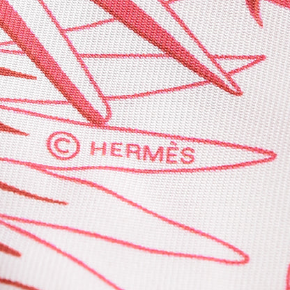 Hermes Silk Mythiques Phoenix Coloriages Twilly Blanc Corail Blue Jean 4 of 5