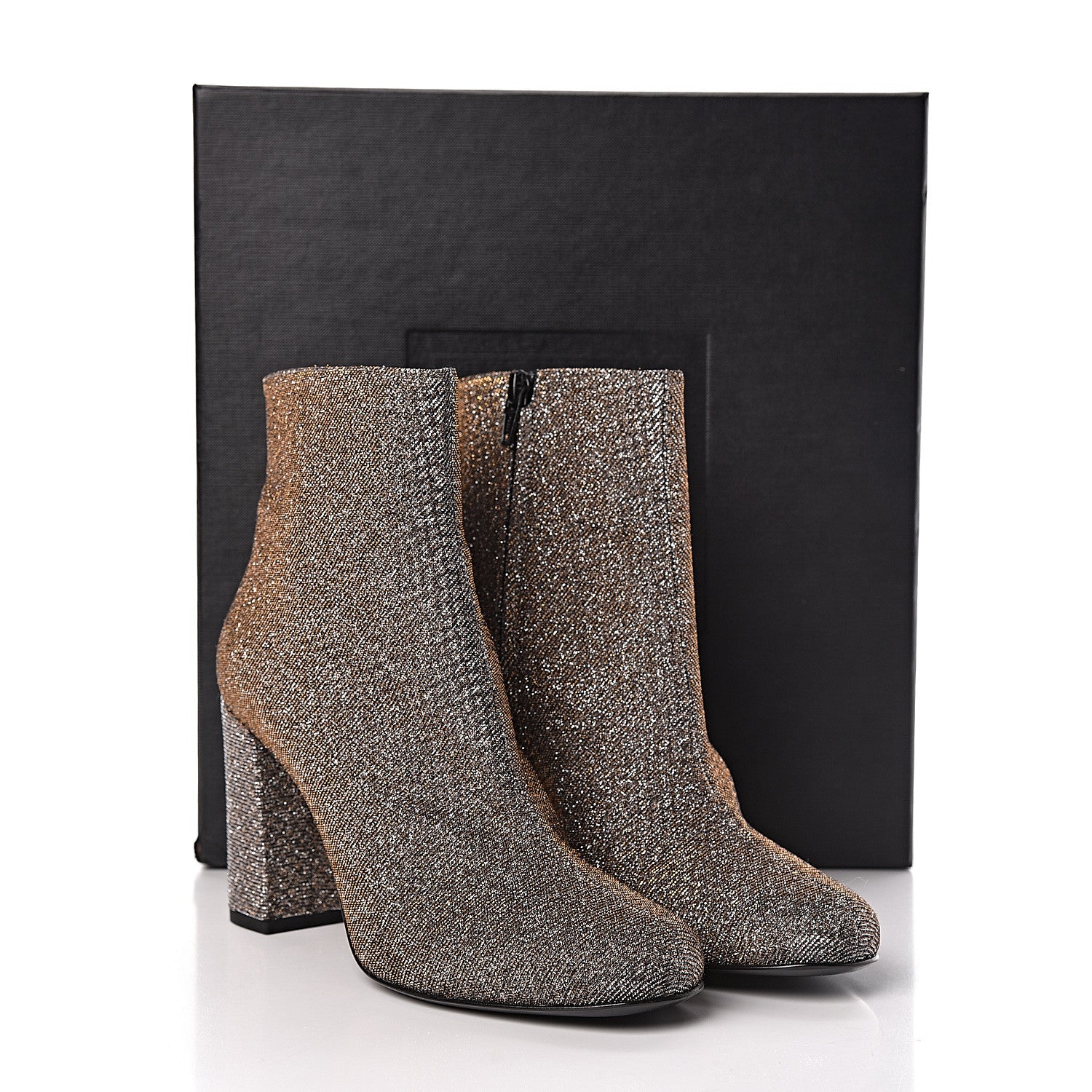 Saint Laurent Glitter Babies Zip Boots 36.5 Black Gold 11 of 11