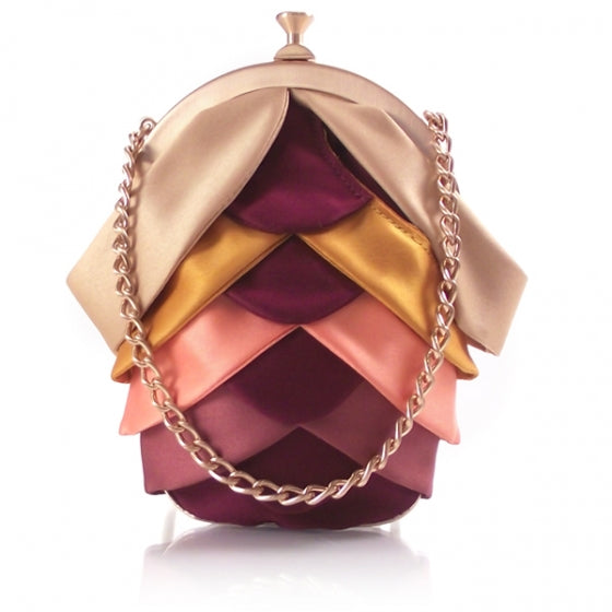 Satin Beetle Pochette Coin Purse Burgundy