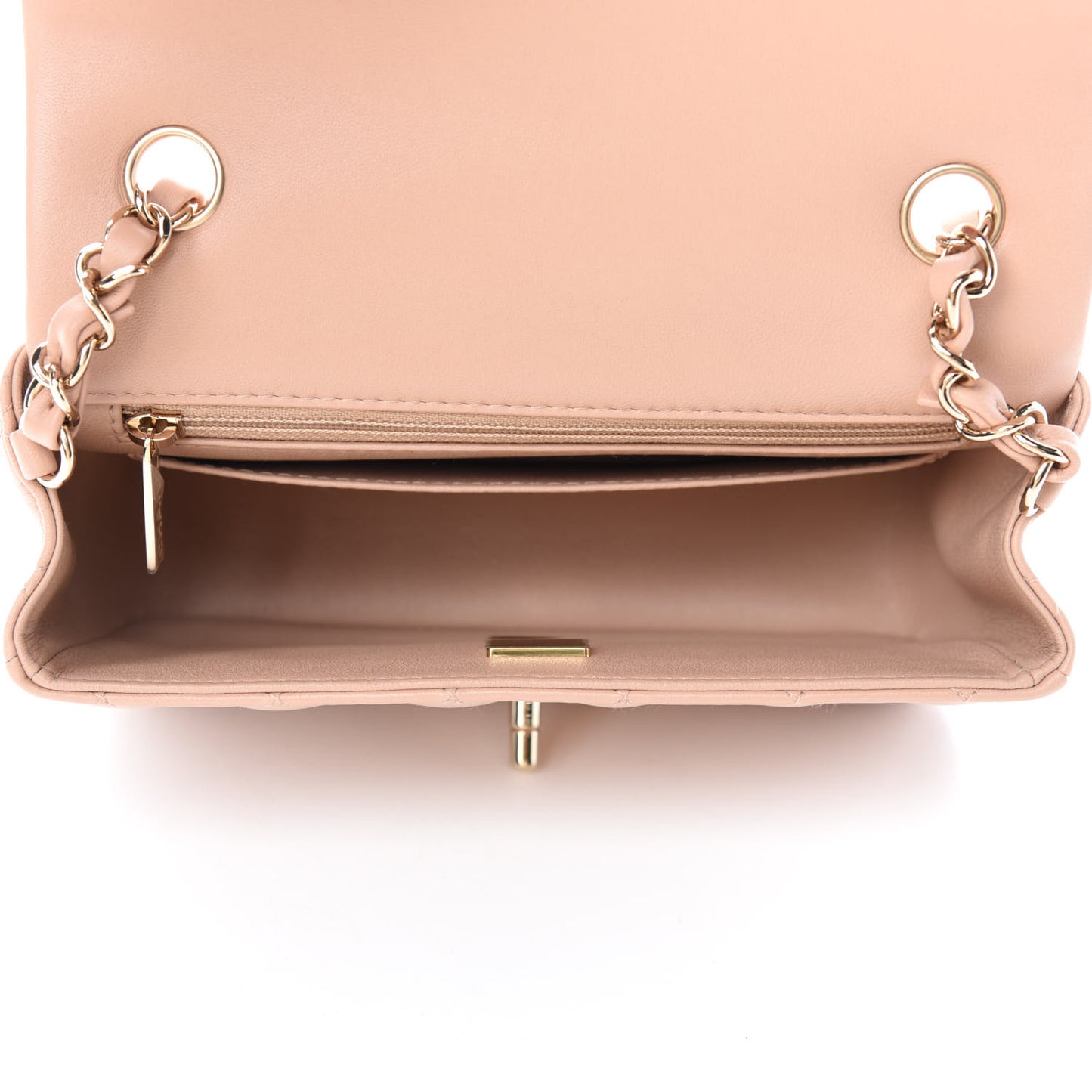 Lambskin Quilted Mini Rectangular Flap Beige