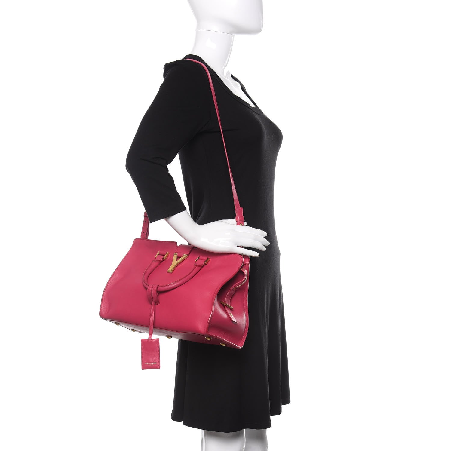 Saint Laurent Calfskin Small Classic Y Cabas Fuchsia 2 of 11