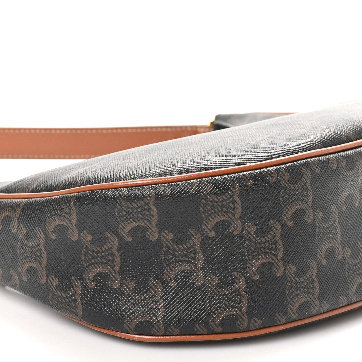 Celine Triomphe Canvas Calfskin Ava Shoulder Bag Tan 10 of 11