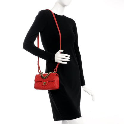 Chanel Shiny Sheepskin Quilted Mini Trapezio Flap Red 2 of 8