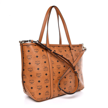 MCM Visetos Studded Medium Shopping Tote Cognac 4 of 9