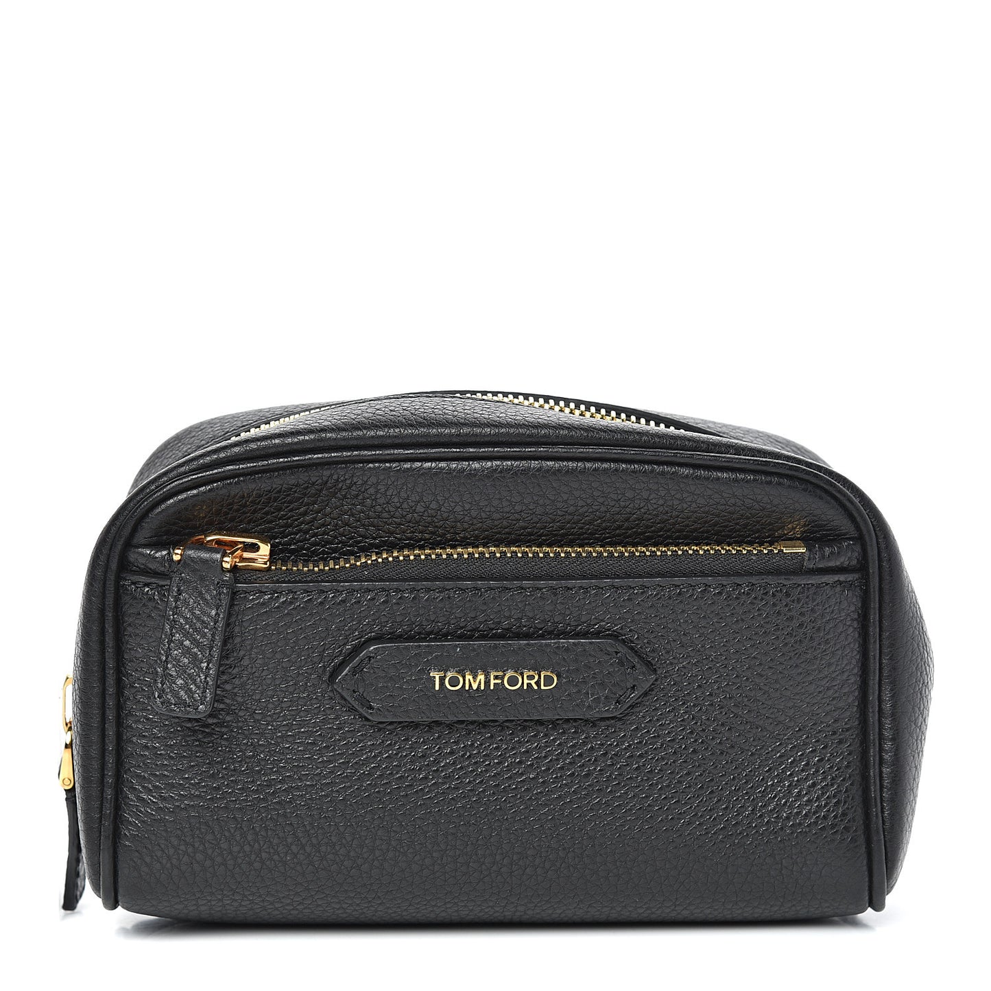 Grained Calfskin Large Cosmetic Pouch Black