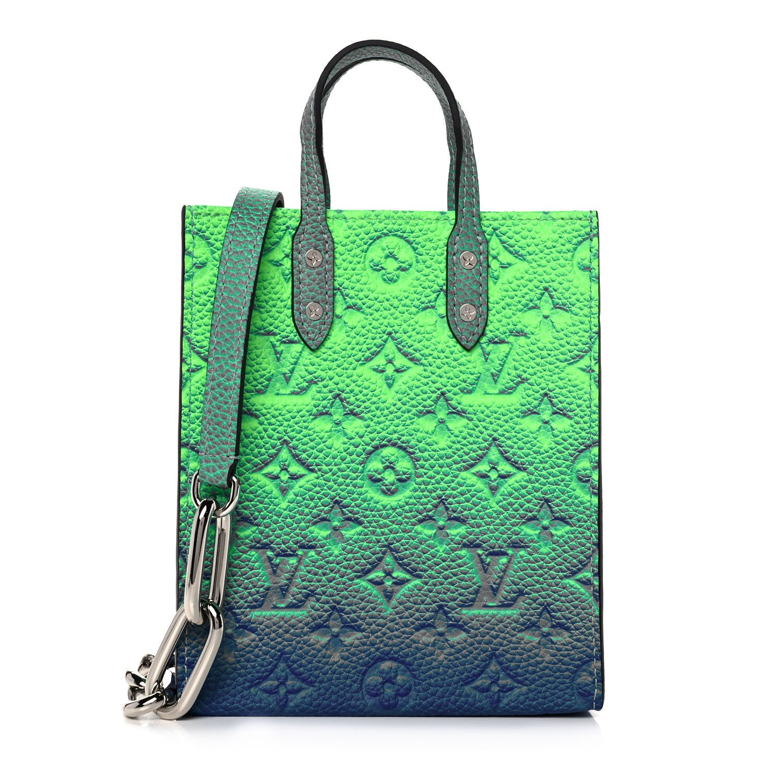 Louis Vuitton Taurillon Illusion Sac Plat XS Bleu Vert 1 of 9