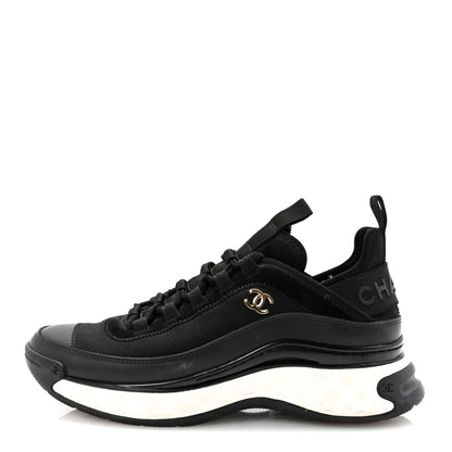 Chanel Velvet Calfskin Mixed Fibers CC Sneakers 38 Black 1 of 10