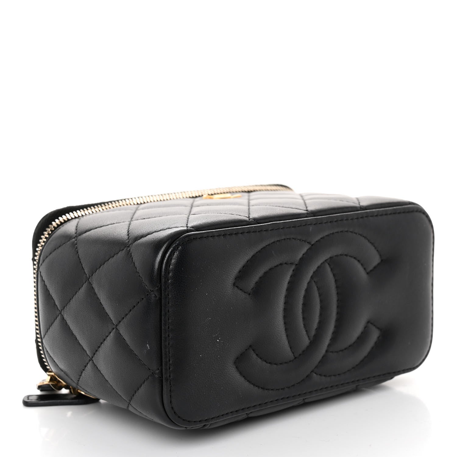 Chanel Lambskin Quilted Small Pearl Crush Vanity Case With Chain Black 4 of 10