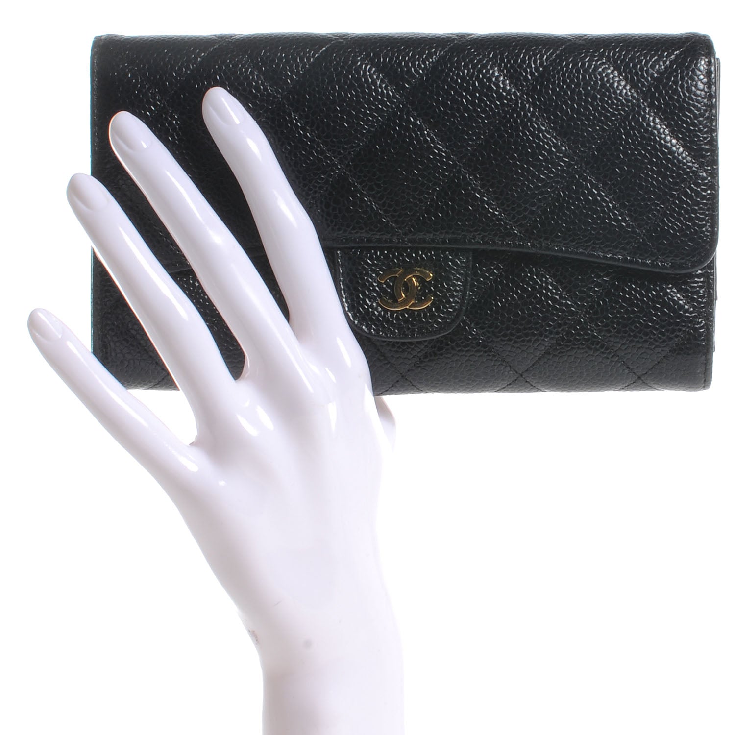 Chanel Caviar Quilted Large Flap Wallet Black 2 of 9