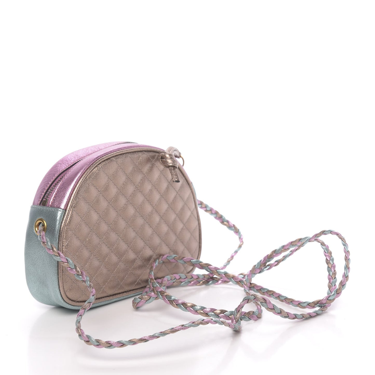 Laminated Nappa Trapuntata Mini Zumi Dome Shoulder Bag Rosa Lago Rame