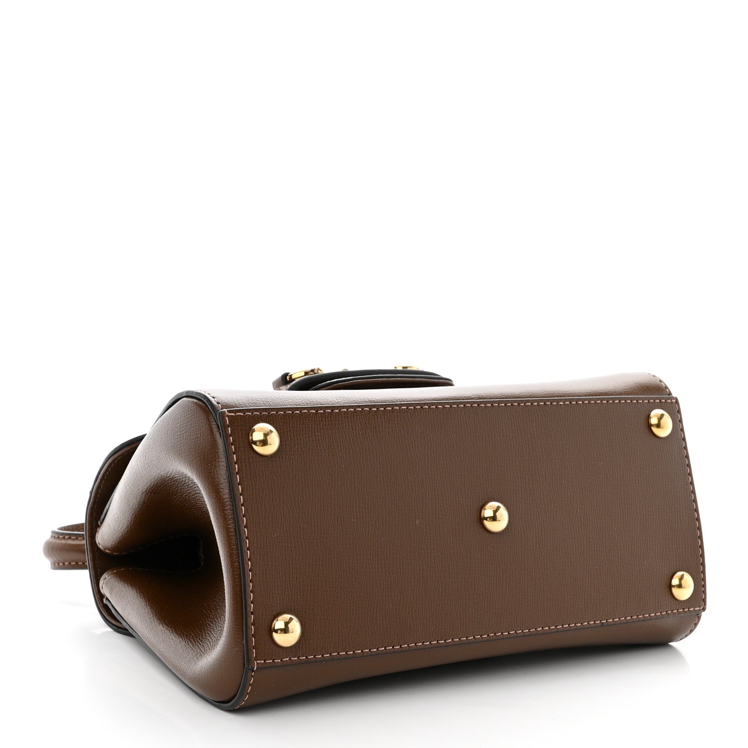 Gucci Glazed Textured Calfskin Mini Horsebit 1955 Top Handle Flap Bag Brown Sugar 4 of 12