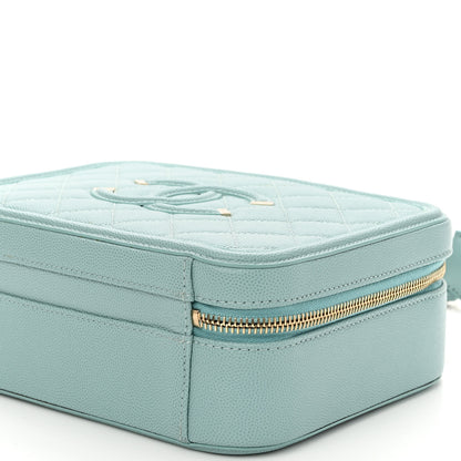 Chanel Caviar Quilted Medium CC Filigree Vanity Case Light Blue 10 of 10