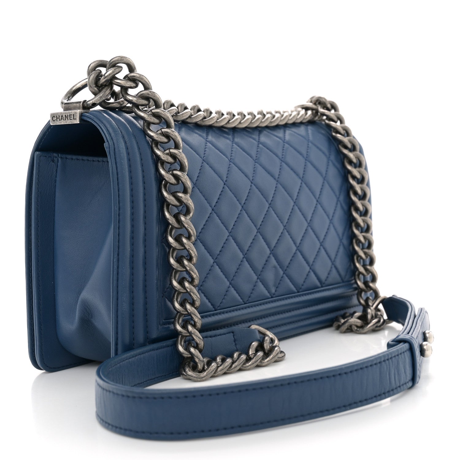 Chanel Lambskin Quilted Medium Boy Flap Blue 3 of 11