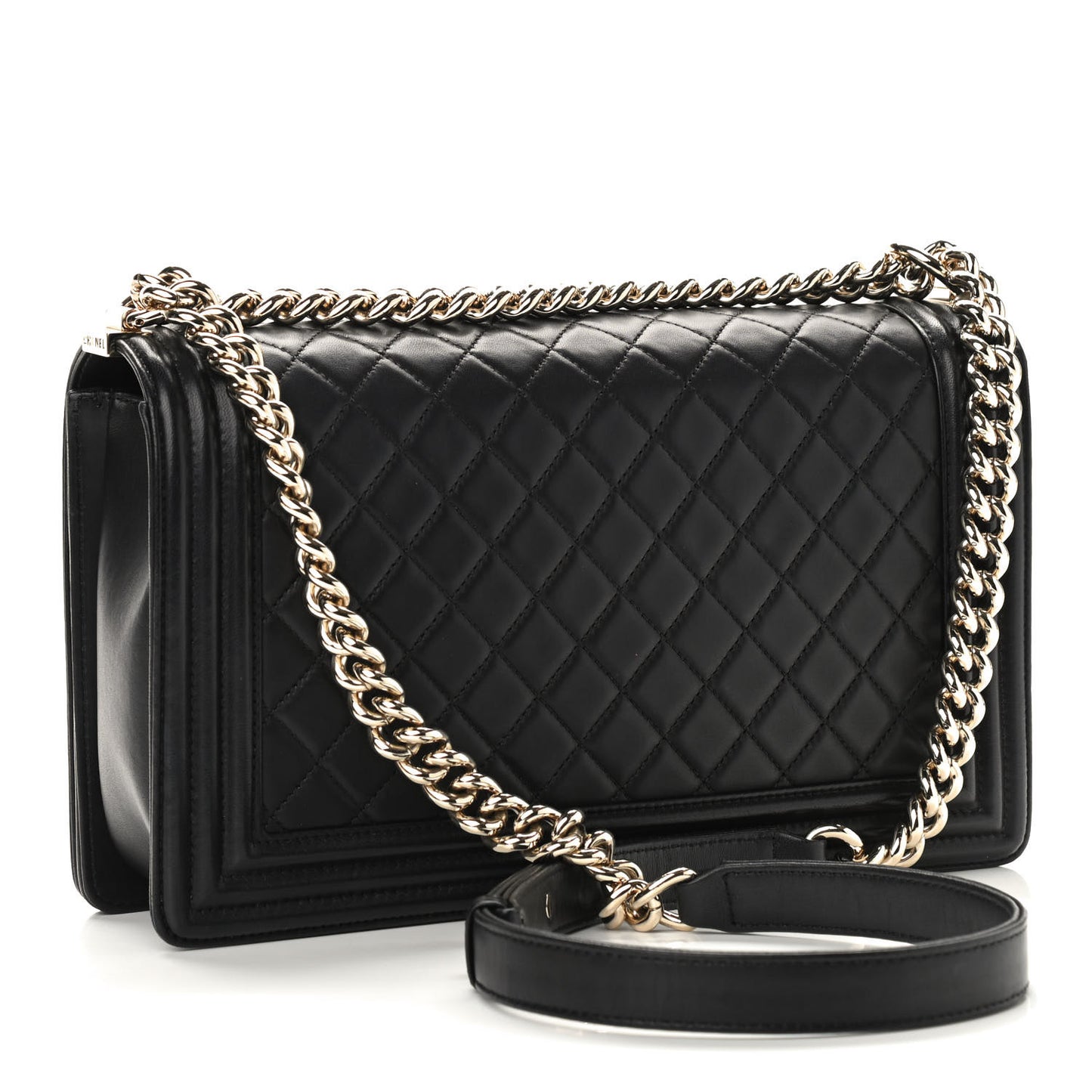 Lambskin Quilted New Medium Boy Flap Black