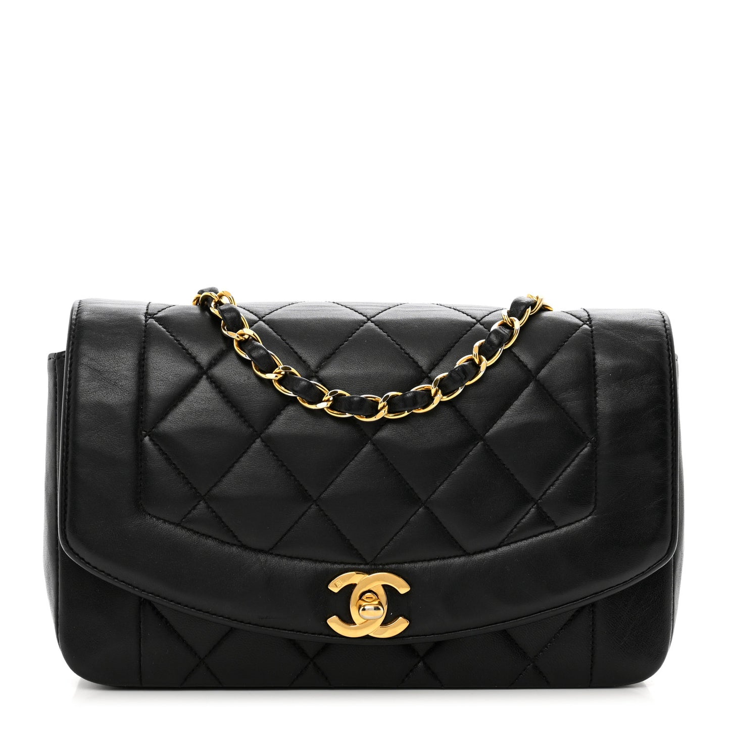 Lambskin Quilted Small Single Flap Black