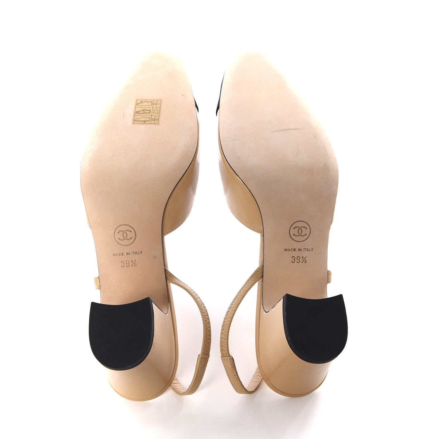 Chanel Goatskin Grosgrain Cap Toe CC Slingback Pumps 39.5 Beige Black 5 of 8