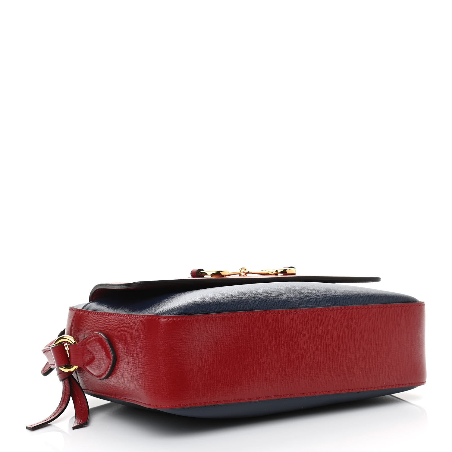 Gucci Textured Calfskin Small Horsebit 1955 Shoulder Bag Blue New Cherry Red 4 of 11