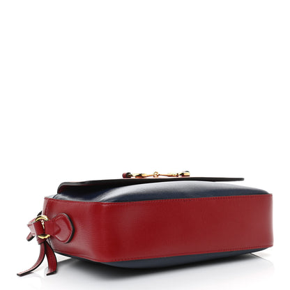 Gucci Textured Calfskin Small Horsebit 1955 Shoulder Bag Blue New Cherry Red 4 of 11