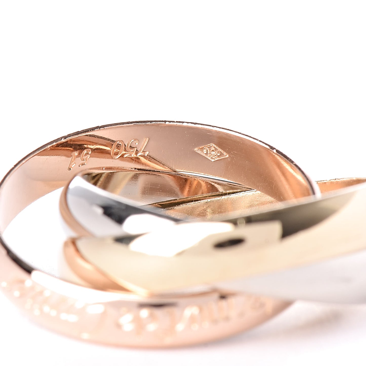 18K Pink Yellow White Gold Classic Les Must De Trinity Ring 51 5.75