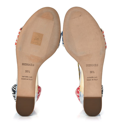 Hermes Calfskin Printed Acapulco Wedge Sandals 38.5 Multicolor 5 of 8