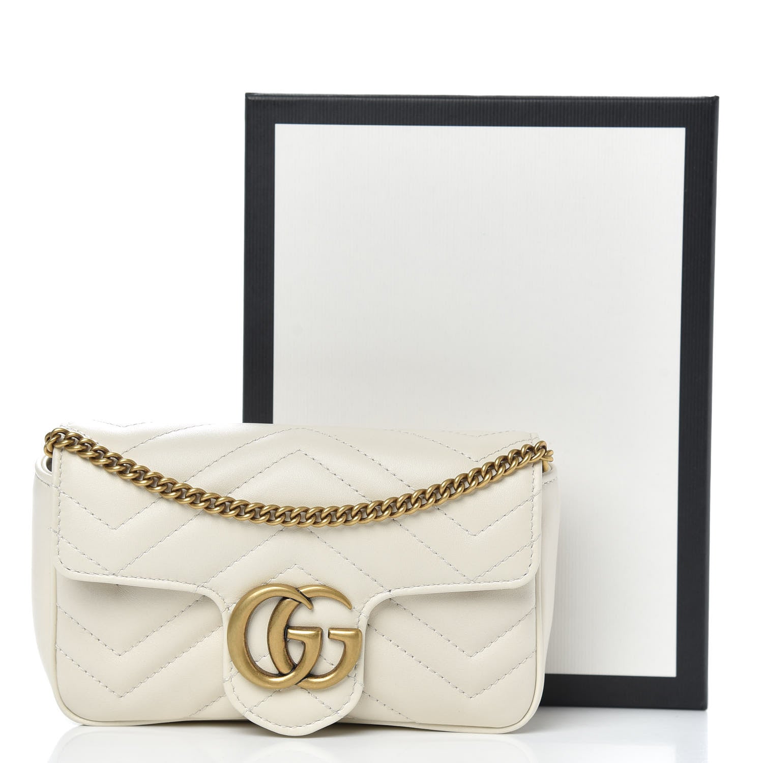 Gucci Calfskin Matelasse Super Mini GG Marmont Shoulder Bag White 11 of 11
