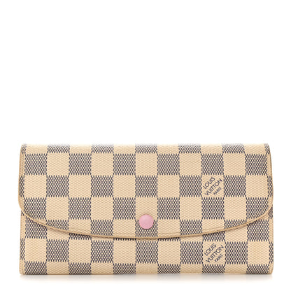 Louis Vuitton Damier Azur Emilie Wallet Rose Ballerine 1 of 7