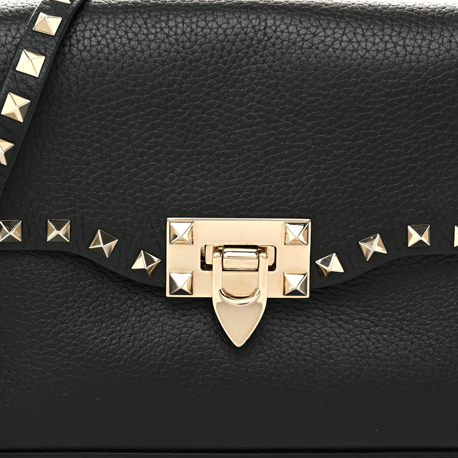 Valentino Garavani Pebbled Calfskin Medium Rockstud Flip Lock Crossbody Bag Black 7 of 9