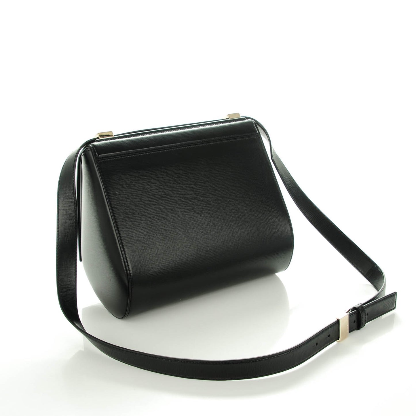 Textured Calfskin Medium Pandora Box Crossbody Bag Black