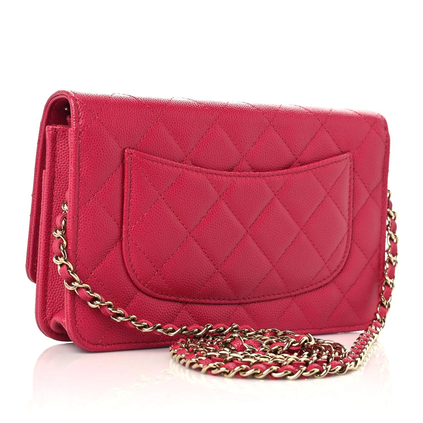 Chanel Caviar Quilted Wallet On Chain WOC Dark Pink 3 of 12
