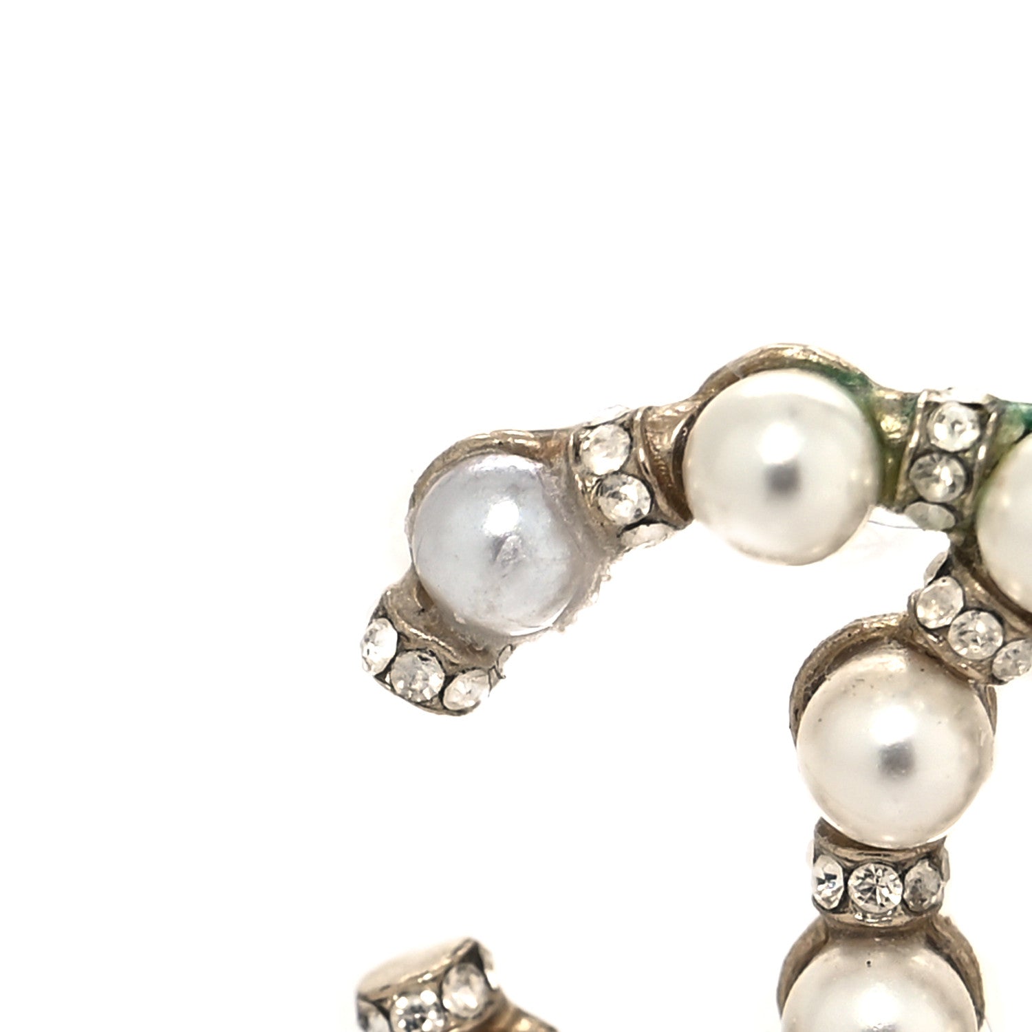 Chanel Pearl Crystal Nefertiti CC Earrings Gold 5 of 5