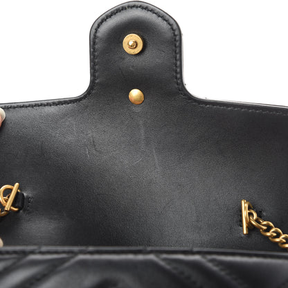 Gucci Calfskin Matelasse Super Mini GG Marmont Shoulder Bag Black 11 of 12