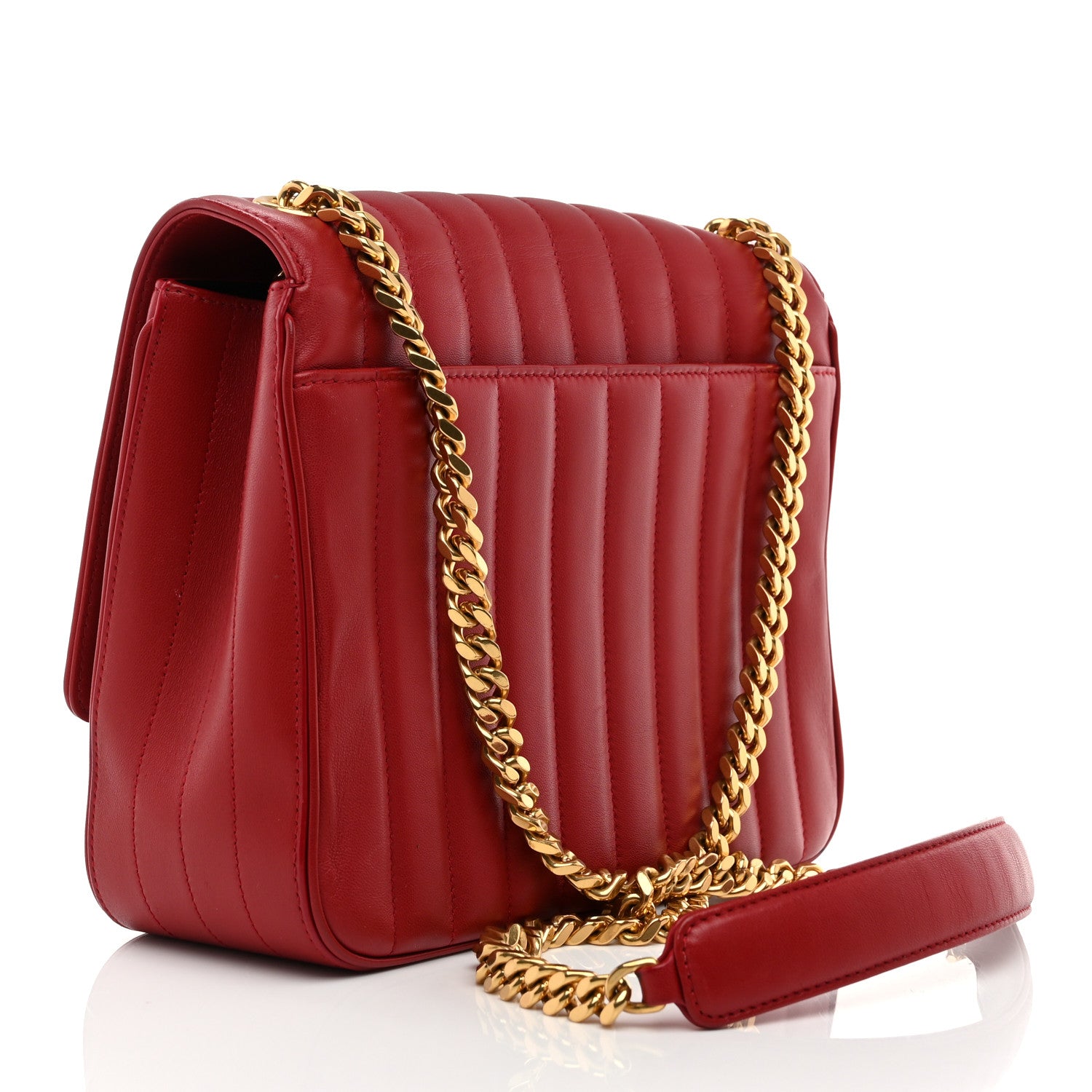 Saint Laurent Lambskin Matelasse Monogram Large Vicky Chain Bag Rouge Eros 3 of 11