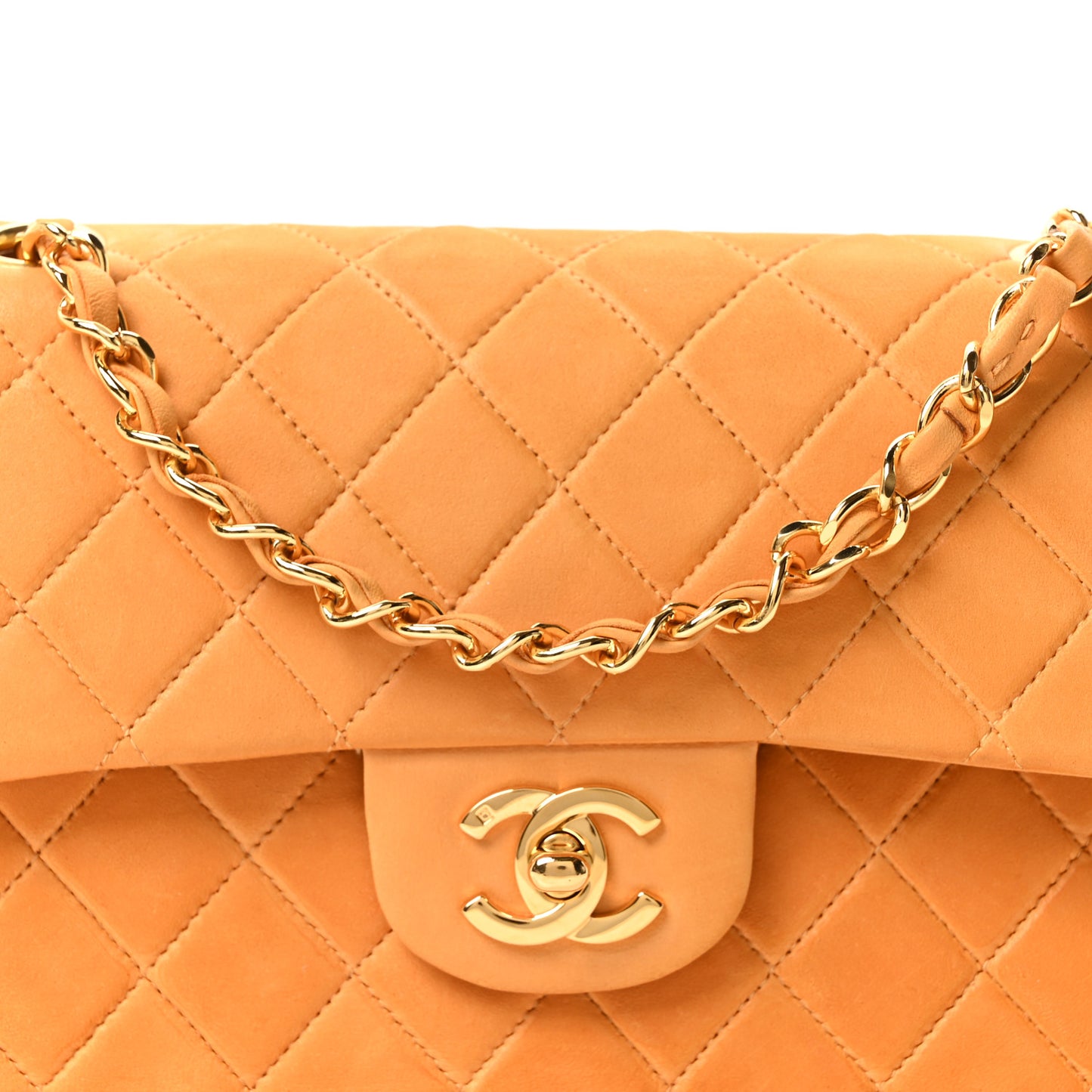 Lambskin Quilted Small Double Flap Yellow