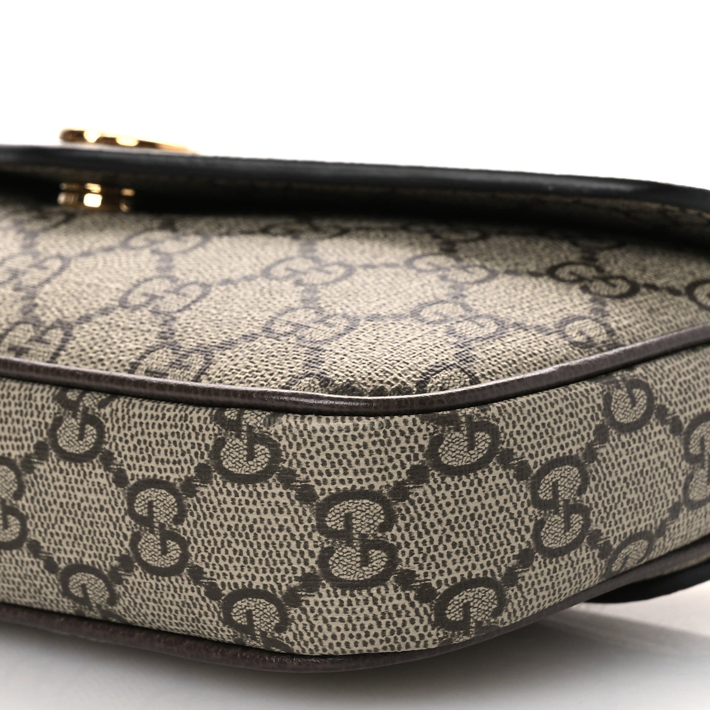 GG Supreme Monogram Textured Dollar Calfskin Web Mini Ophidia Envelope Shoulder Bag Beige Ebony