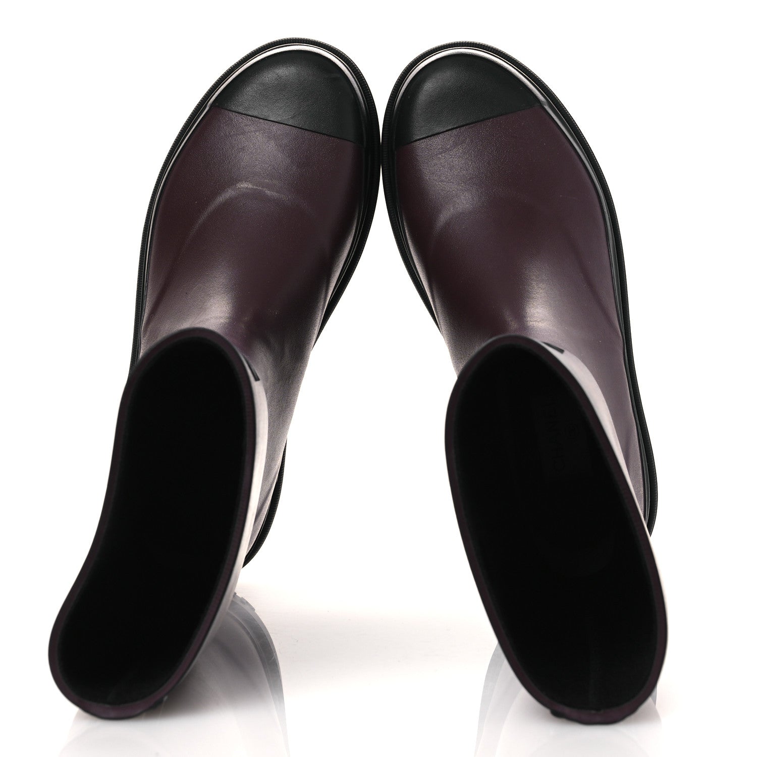 Chanel Caoutchouk CC High Boots 41 Dark Burgundy Black 2 of 14