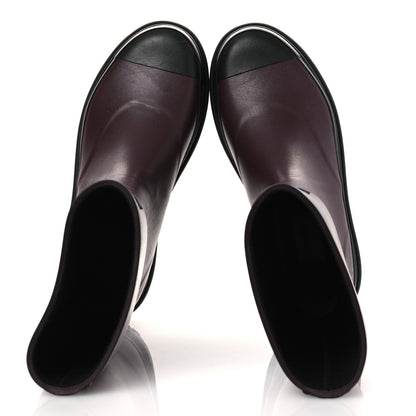 Chanel Caoutchouk CC High Boots 41 Dark Burgundy Black 2 of 14