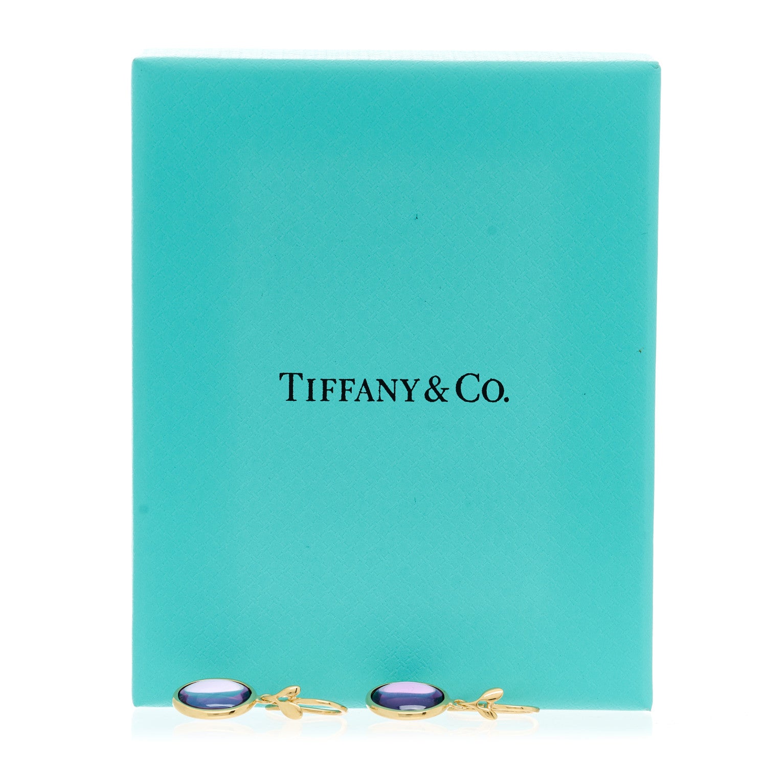Tiffany 18K Yellow Gold Amethyst Paloma Picasso Olive Leaf Drop Earrings 5 of 5