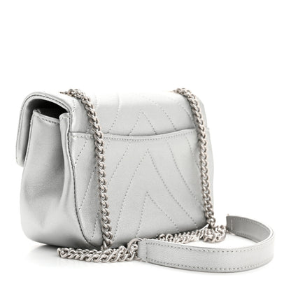 Chanel Metallic Lambskin Chevron Quilted Mini Flap Silver 3 of 10