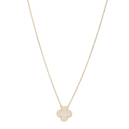 Van Cleef & Arpels 18K Yellow Gold Mother of Pearl Vintage Alhambra Pendant Necklace 1 of 4